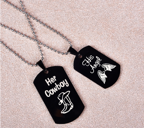 Couple's Letter Dog Tag Necklace