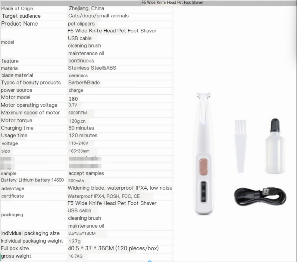 Smart Display LED Dog Paw Trimmer