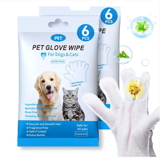 Dog Cleaning Gloves & Wipes
