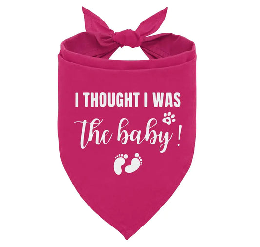 I Thought I was The Baby Dog Bandana Dog Bandana Deep Pink Dog Scarf Accessories Dog Triangle Scarf Dog Bandana for Small Medium Large Dog Pregnancy Announcement Dog Bandana (D11)